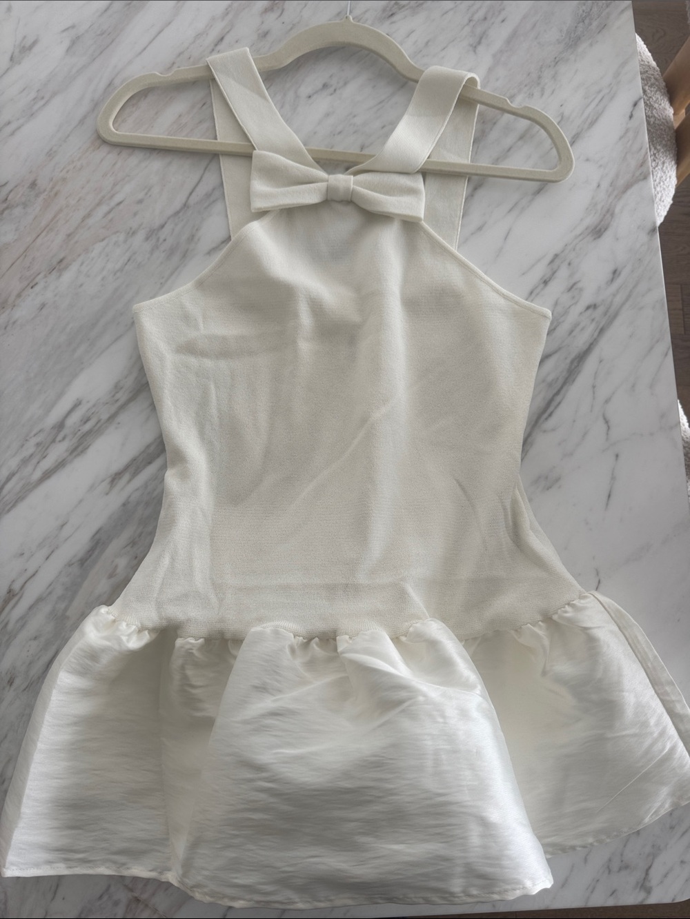 H&M Cream Bow-Accent Peplum Top